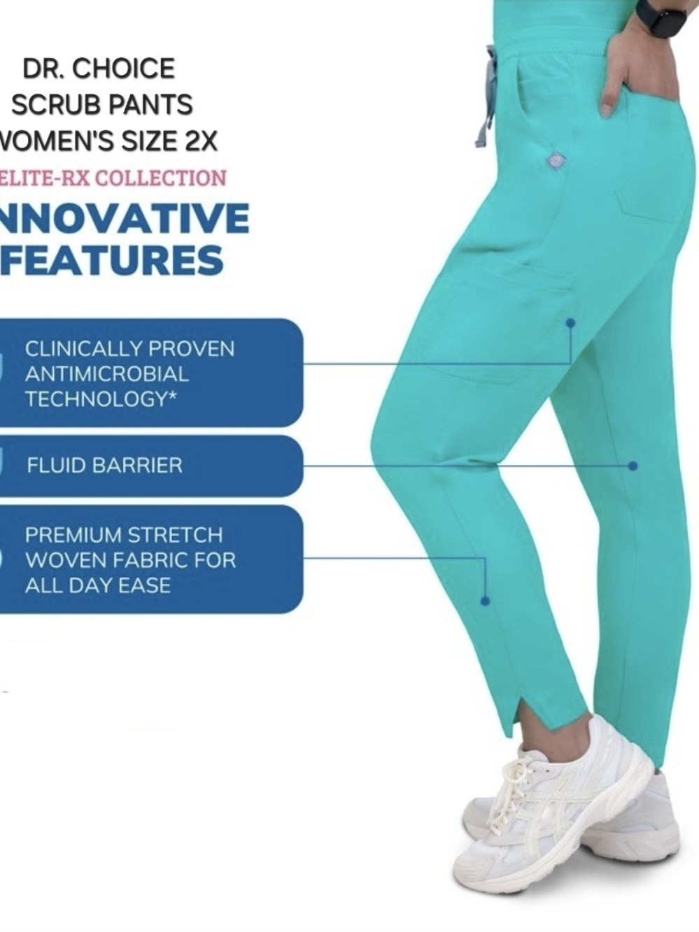 Women's Teal Scrub Pants - Elite-RX Collection